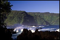 Steep Hana coast seen from the Keanae Peninsula. Maui, Hawaii, USA ( color)
