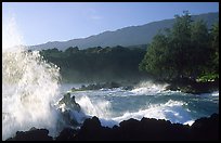 Crashing wave, Keanae Peninsula. Maui, Hawaii, USA ( color)