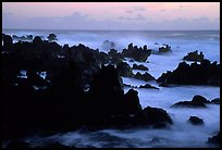 Rocks and surf, dawn, Keanae Peninsula. Maui, Hawaii, USA ( color)