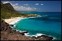 Makapuu Beach and turquoise waters, mid-day. Oahu island, Hawaii, USA