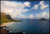 Makapuu Beach and offshore islands, early morning. Oahu island, Hawaii, USA ( color)