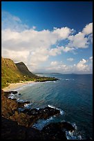 Coastline and Makapuu Beach, early morning. Oahu island, Hawaii, USA ( color)