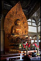 Amida seated on a lotus flower, the largest Buddha statue carved in over 900 years, Byodo-In Temple. Oahu island, Hawaii, USA ( color)