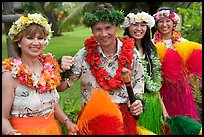 People in Tahitian dress. Polynesian Cultural Center, Oahu island, Hawaii, USA ( color)