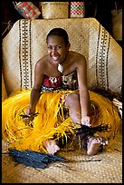 Fiji woman. Polynesian Cultural Center, Oahu island, Hawaii, USA (color)