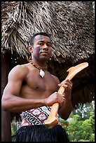 Fiji man. Polynesian Cultural Center, Oahu island, Hawaii, USA ( color)