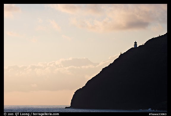 Makapuu head lighthouse, sunrise. Oahu island, Hawaii, USA (color)