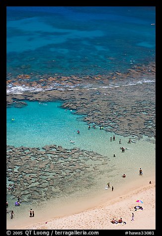 Beach and reef, Hanauma Bay. Oahu island, Hawaii, USA