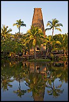 Fijian Bure Kalou, sprit house with high-reaching roof. Polynesian Cultural Center, Oahu island, Hawaii, USA (color)