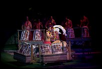 Tonga drummers on stage. Polynesian Cultural Center, Oahu island, Hawaii, USA (color)