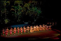 Tonga dancers on stage. Polynesian Cultural Center, Oahu island, Hawaii, USA (color)