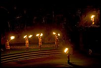 Dance with fire performed by Samoans. Polynesian Cultural Center, Oahu island, Hawaii, USA