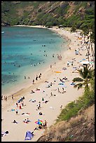 Hanauma Bay beach from above. Oahu island, Hawaii, USA (color)