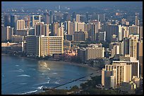 Waikiki seen from the Diamond Head crater, early morning. Honolulu, Oahu island, Hawaii, USA ( color)