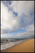 Beach, ocean, and clouds, Lydgate Park, early morning. Kauai island, Hawaii, USA ( color)
