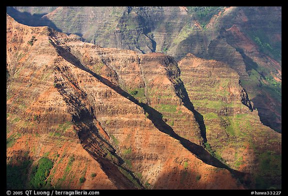 Ridges, Waimea Canyon, afternoon. Kauai island, Hawaii, USA (color)