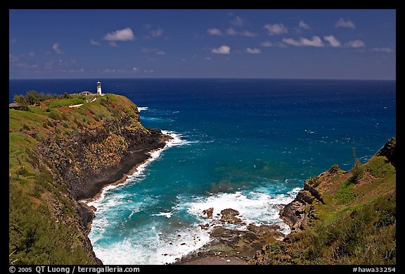 Kilauea Lighthouse and cove. Kauai island, Hawaii, USA (color)
