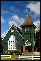 Green church of United Church of Chirst, Hanalei. Kauai island, Hawaii, USA ( color)