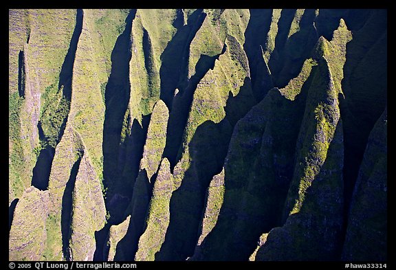 Aerial view of ridges, Na Pali Coast. Kauai island, Hawaii, USA