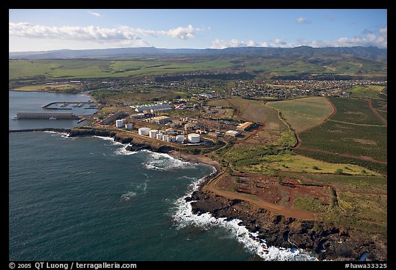 Aerial view of Port Allen. Kauai island, Hawaii, USA