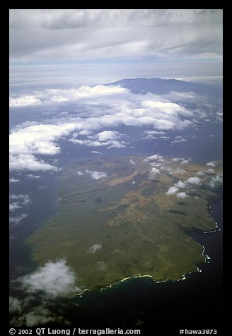 Aerial view of Kohoolawe, Maui in the background. Maui, Hawaii, USA (color)