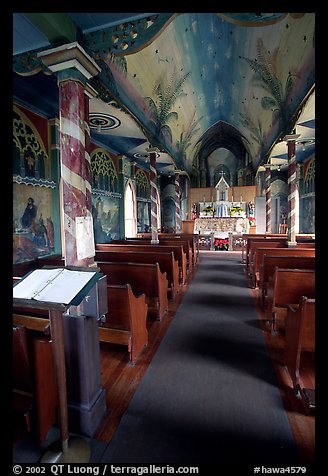 Interior of Saint Benedict Catholic Church called Painted Church. Big Island, Hawaii, USA (color)