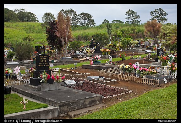 Hilo cemetery. Big Island, Hawaii, USA (color)