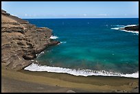 Green sand beach from above, South Point. Big Island, Hawaii, USA (color)