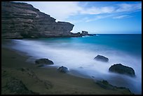 Blurred waves and cliff, Papakolea Beach. Big Island, Hawaii, USA ( color)