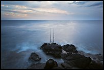 Fishing rods at sunset, Ka Lea (South Point). Big Island, Hawaii, USA ( color)