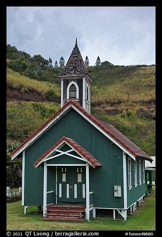Green church, Kahakuloa. Maui, Hawaii, USA (color)