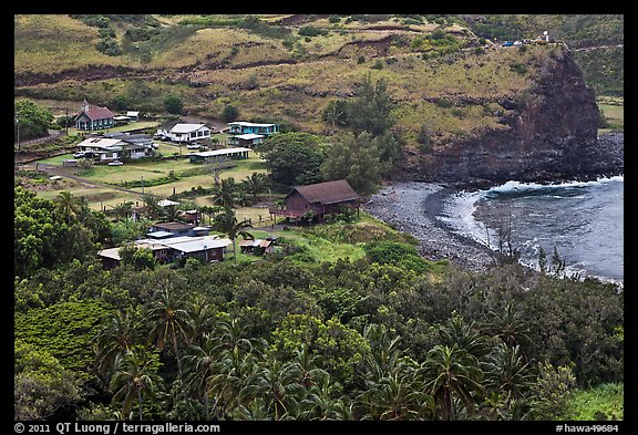Beach and village,  Kahakuloa. Maui, Hawaii, USA (color)