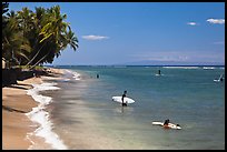 Beach and surfers. Lahaina, Maui, Hawaii, USA (color)