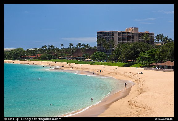 Beach and resort, Kaanapali. Lahaina, Maui, Hawaii, USA (color)