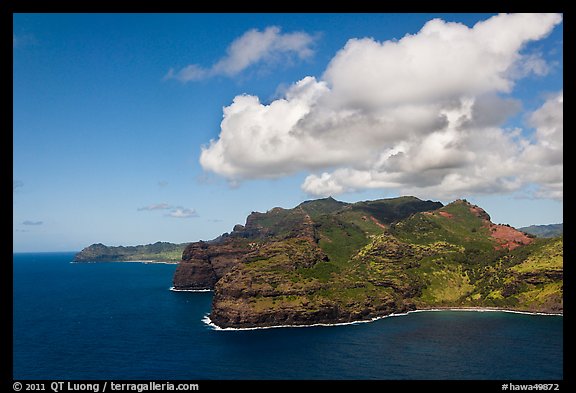 Aerial view of coastline near Lihue. Kauai island, Hawaii, USA