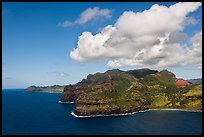 Aerial view of coastline near Lihue. Kauai island, Hawaii, USA ( color)