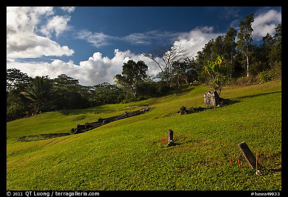 Chinese cemetery, Hanalei Valley. Kauai island, Hawaii, USA