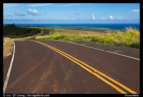 Road on way down from Waimea Canyon. Kauai island, Hawaii, USA