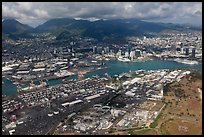 Aerial view of harbor. Honolulu, Oahu island, Hawaii, USA ( color)