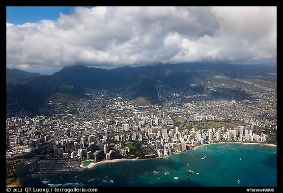 Honolulu from the air. Honolulu, Oahu island, Hawaii, USA