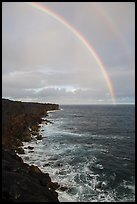 Volcanic coastline and double rainbow. Big Island, Hawaii, USA ( color)