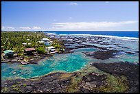 Aerial view of Kapoho tidepools and houses. Big Island, Hawaii, USA ( color)