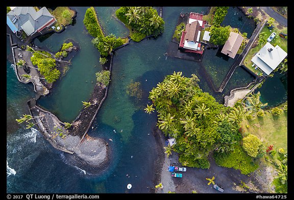 Aerial view of Champagne Ponds area looking down. Big Island, Hawaii, USA (color)