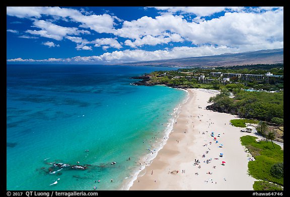 Aerial view of Hapuna Beach and resorts. Big Island, Hawaii, USA