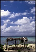 Beach fale near the Asaga Strait, Ofu Island. American Samoa (color)