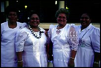 Sunday women churchgoers dressed in white, Pago Pago. Pago Pago, Tutuila, American Samoa
