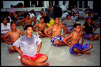 Villagers getting ready for traditional dance, Aua. Tutuila, American Samoa ( color)