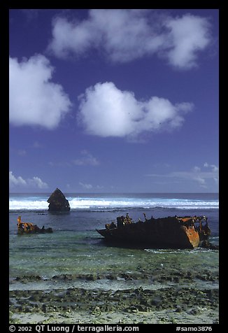 Shipwreck of the Young Kwan. Aunuu Island, American Samoa (color)
