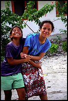 Girls in Aunuu village. Aunuu Island, American Samoa ( color)
