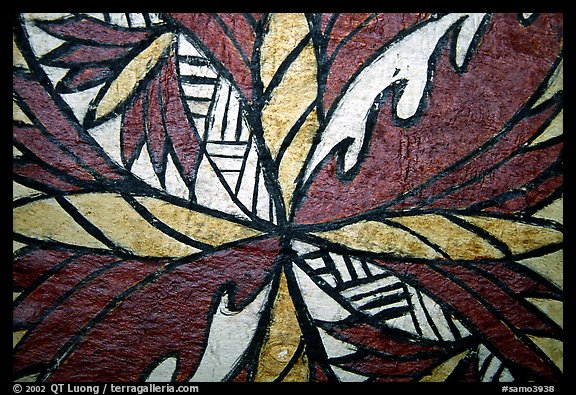 Siapo (bark cloth made from the inner bark of the paper mulberry tree) artwork. Pago Pago, Tutuila, American Samoa